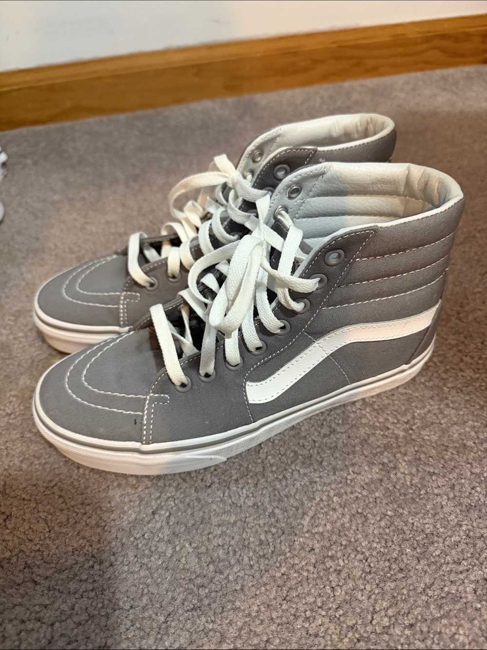Vans Kids Gray and White High-Top Skate Sneakers